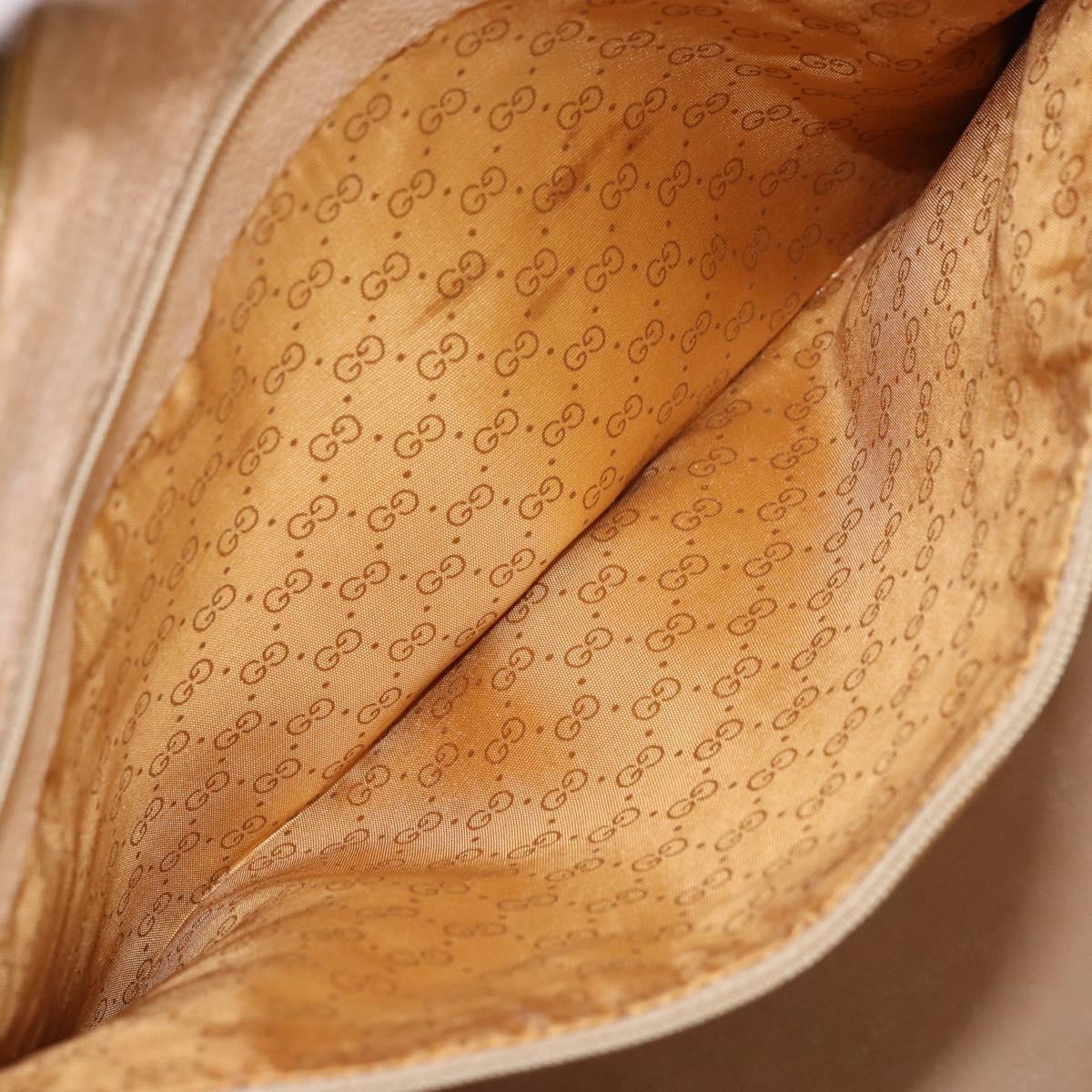 GUCCI Tote Bag PVC Canvas Beige Gold Auth ep13692
