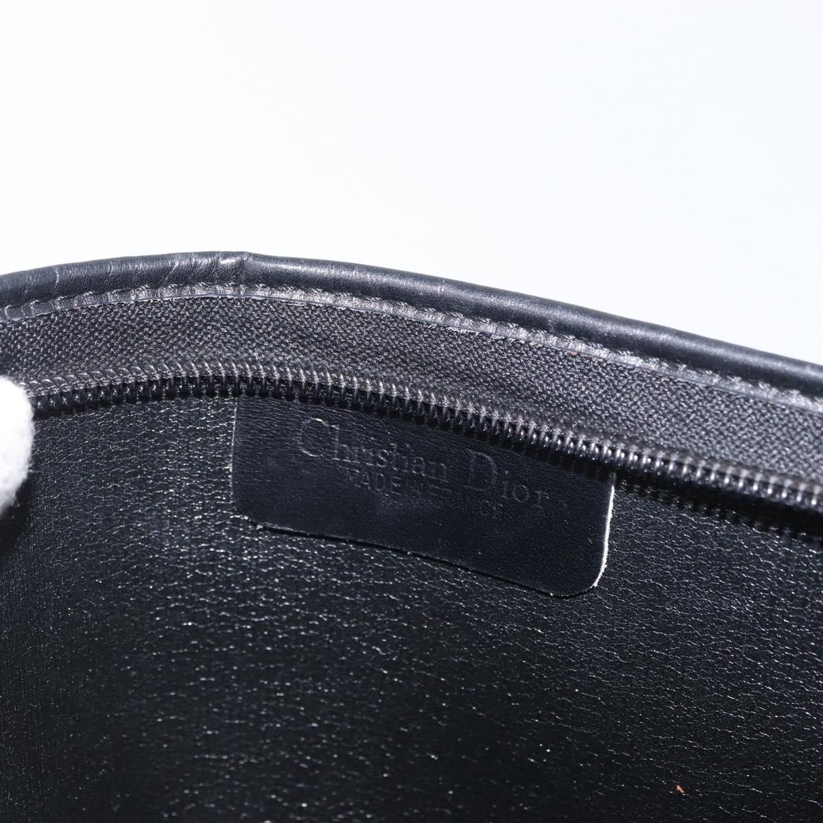 Christian Dior Trotter Canvas Clutch Bag Black Gold Auth ep13694