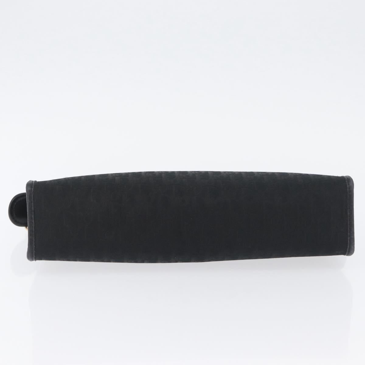 Christian Dior Trotter Canvas Clutch Bag Black Gold Auth ep13694