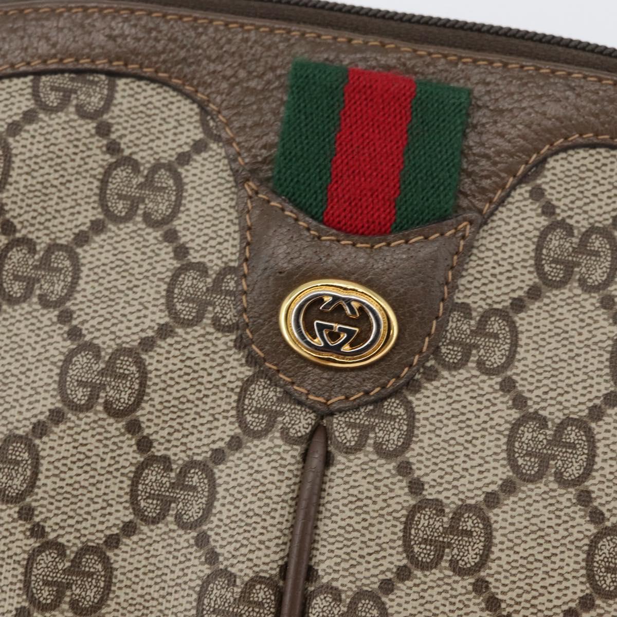 GUCCI GG Supreme Web Sherry Line Bag PVC Beige Gold 904 02 047 Auth ep13699
