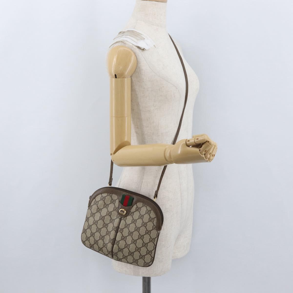 GUCCI GG Supreme Web Sherry Line Bag PVC Beige Gold 904 02 047 Auth ep13699