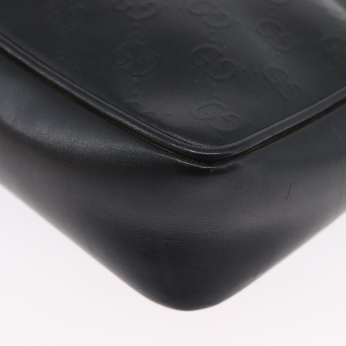 GUCCI GG Supreme Hand Bag Leather Black Gold Auth ep13702