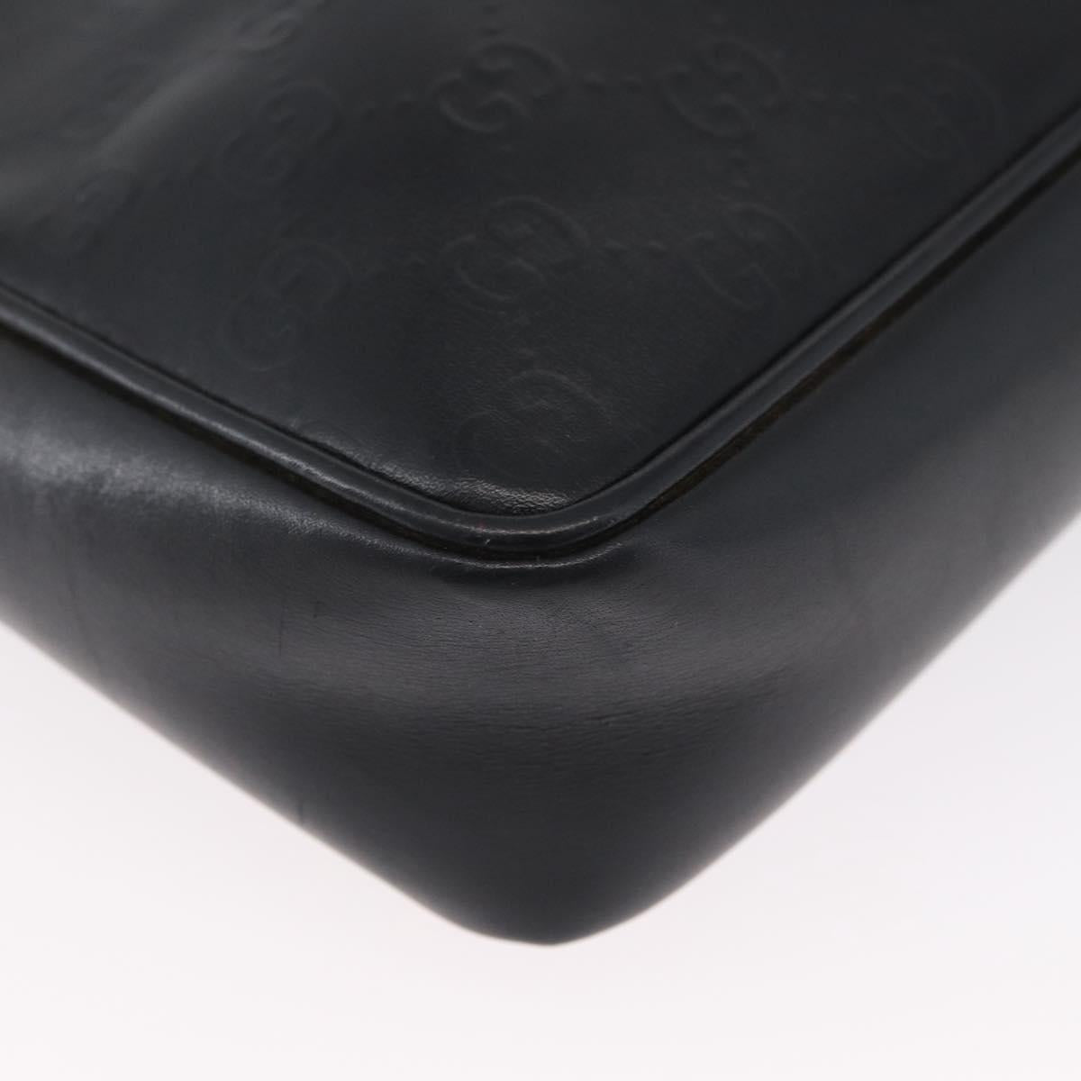 GUCCI GG Supreme Hand Bag Leather Black Gold Auth ep13702