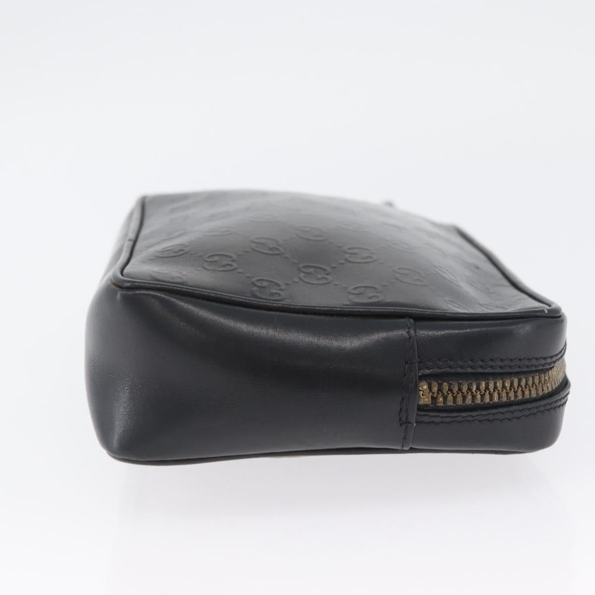 GUCCI GG Supreme Hand Bag Leather Black Gold Auth ep13702