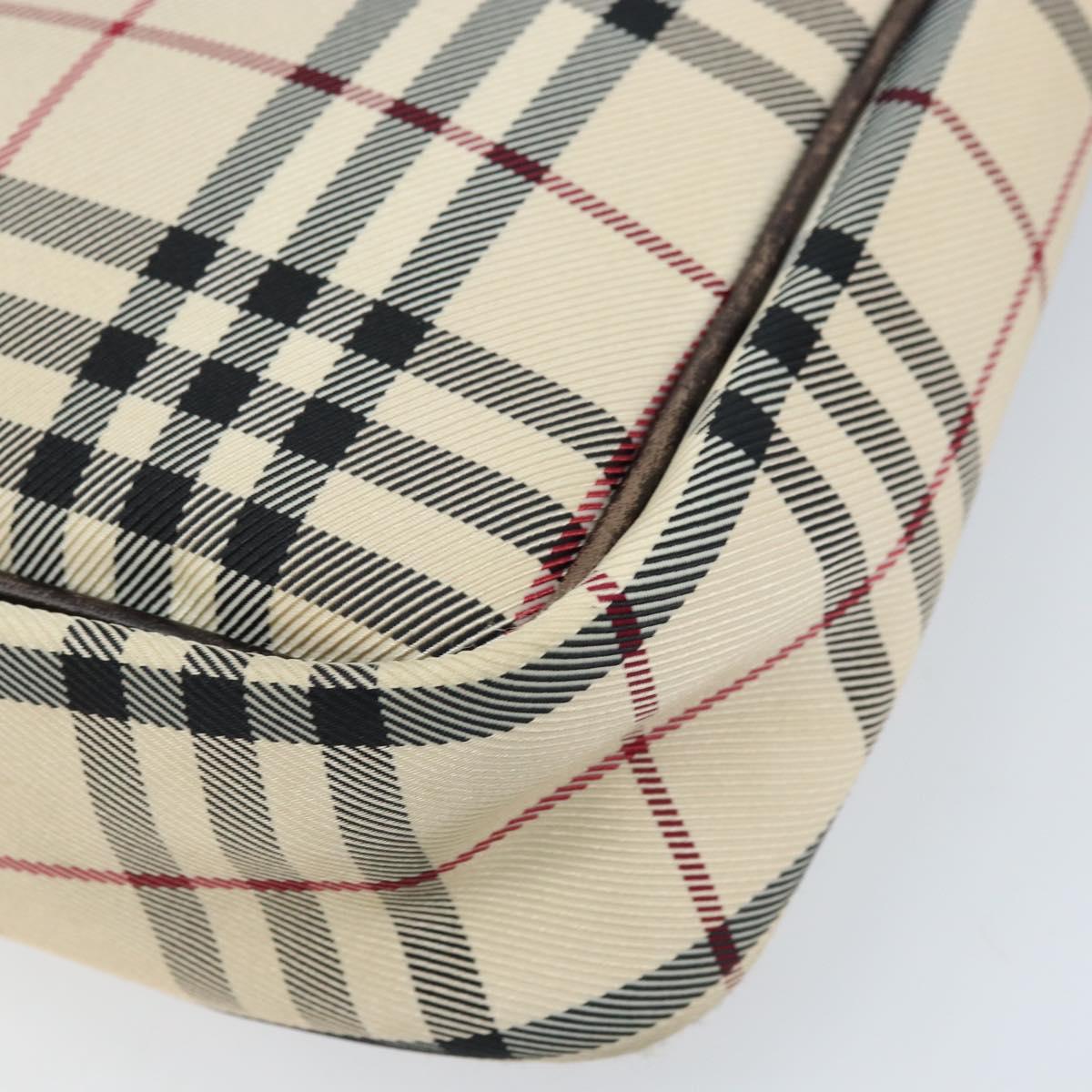 BURBERRY Nova Check Shoulder Bag Canvas Beige Silver Auth ep13710