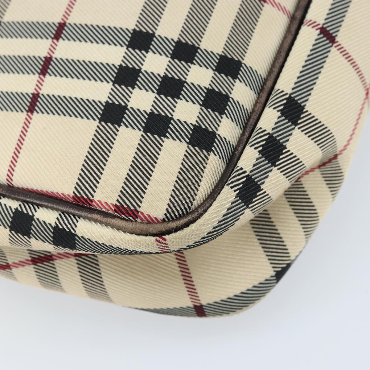 BURBERRY Nova Check Shoulder Bag Canvas Beige Silver Auth ep13710