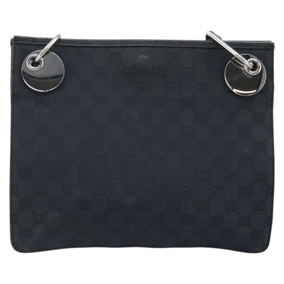 GUCCI GG Canvas Shoulder Bag Black Silver 120841 Auth ep13711