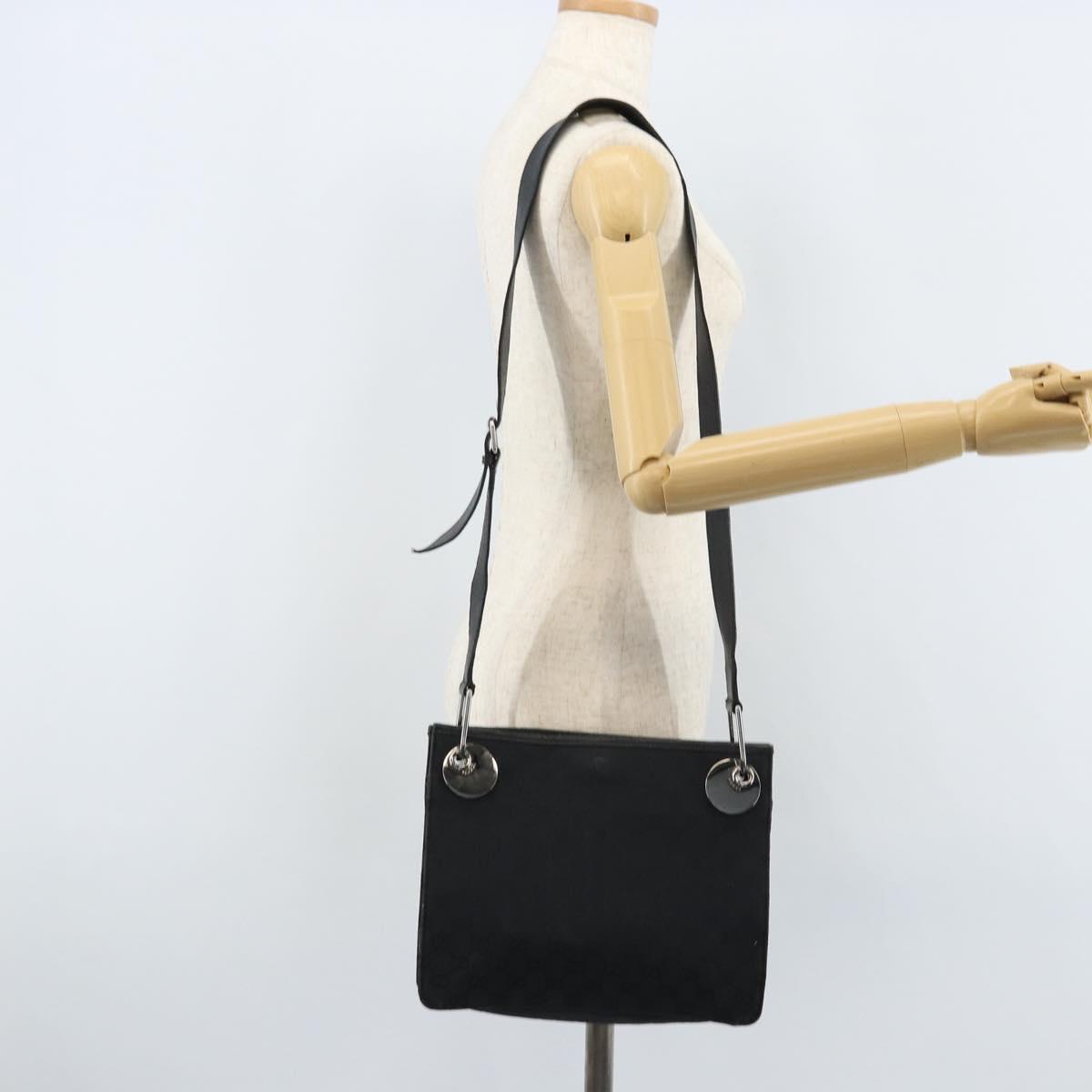 GUCCI GG Canvas Shoulder Bag Black Silver 120841 Auth ep13711
