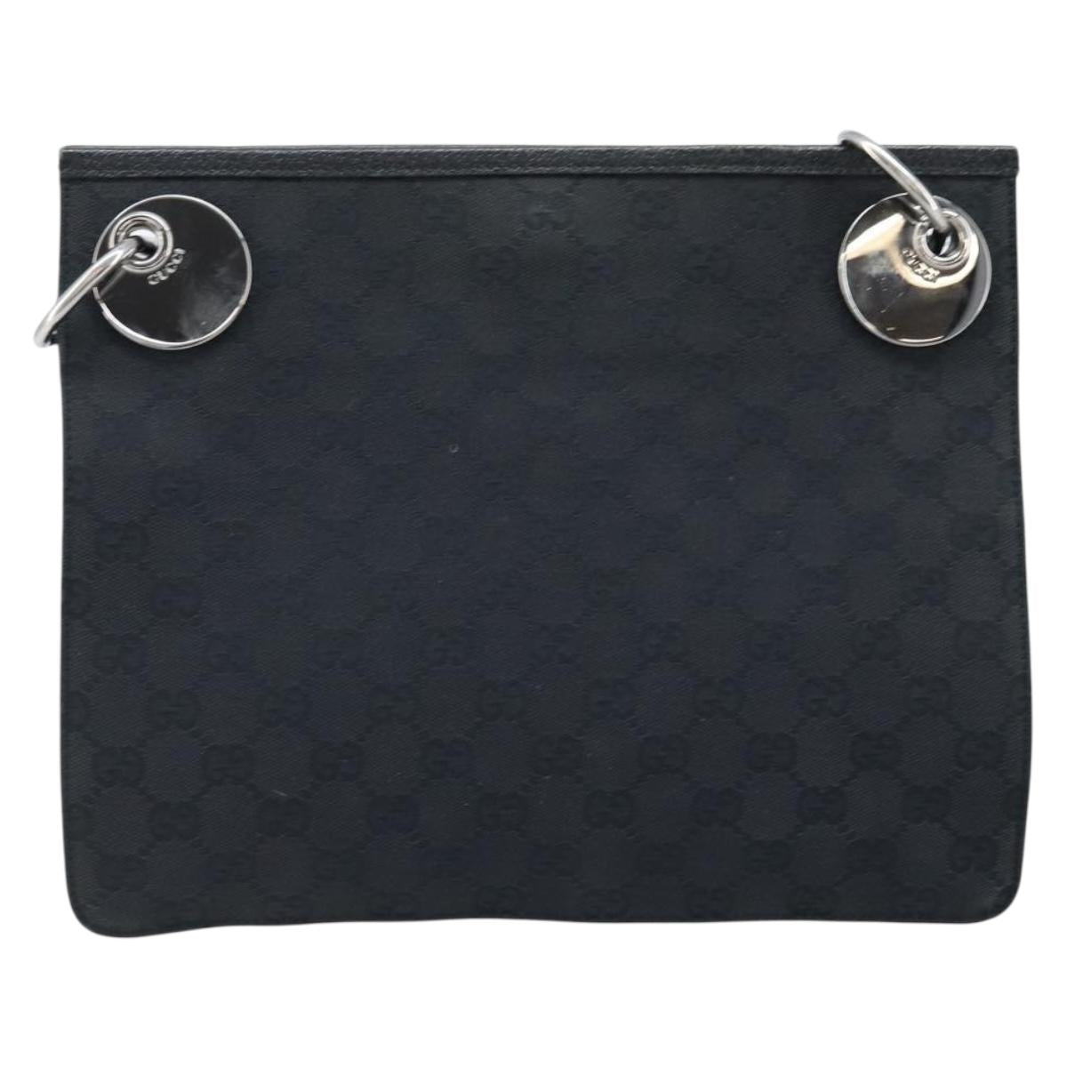 GUCCI GG Canvas Shoulder Bag Black Silver 120841 Auth ep13711