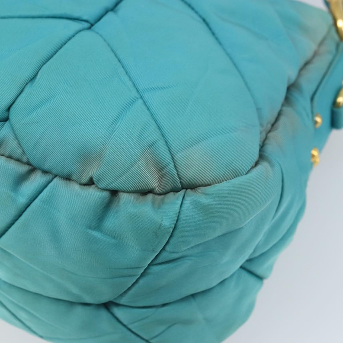 PRADA Shoulder Bag Nylon Light Blue Gold Auth ep13715