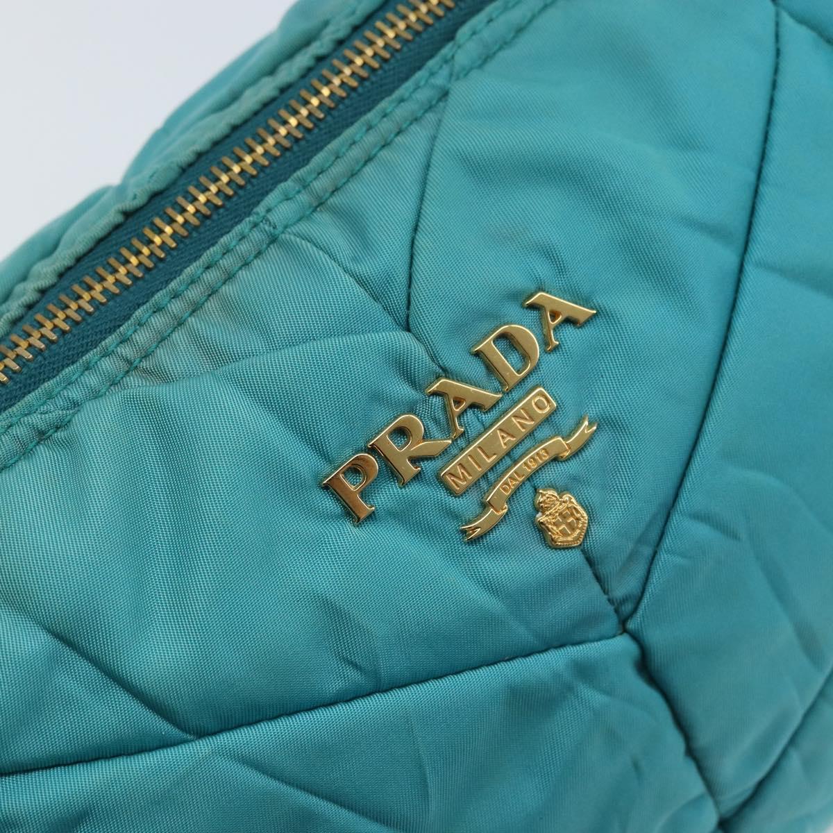 PRADA Shoulder Bag Nylon Light Blue Gold Auth ep13715