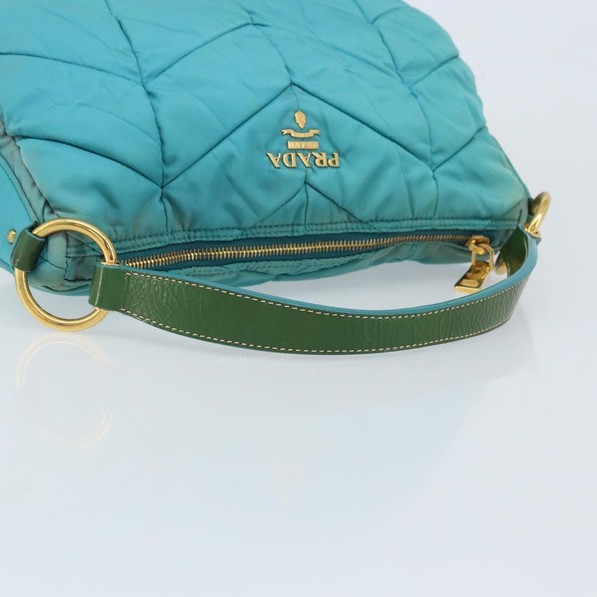 PRADA Shoulder Bag Nylon Light Blue Gold Auth ep13715