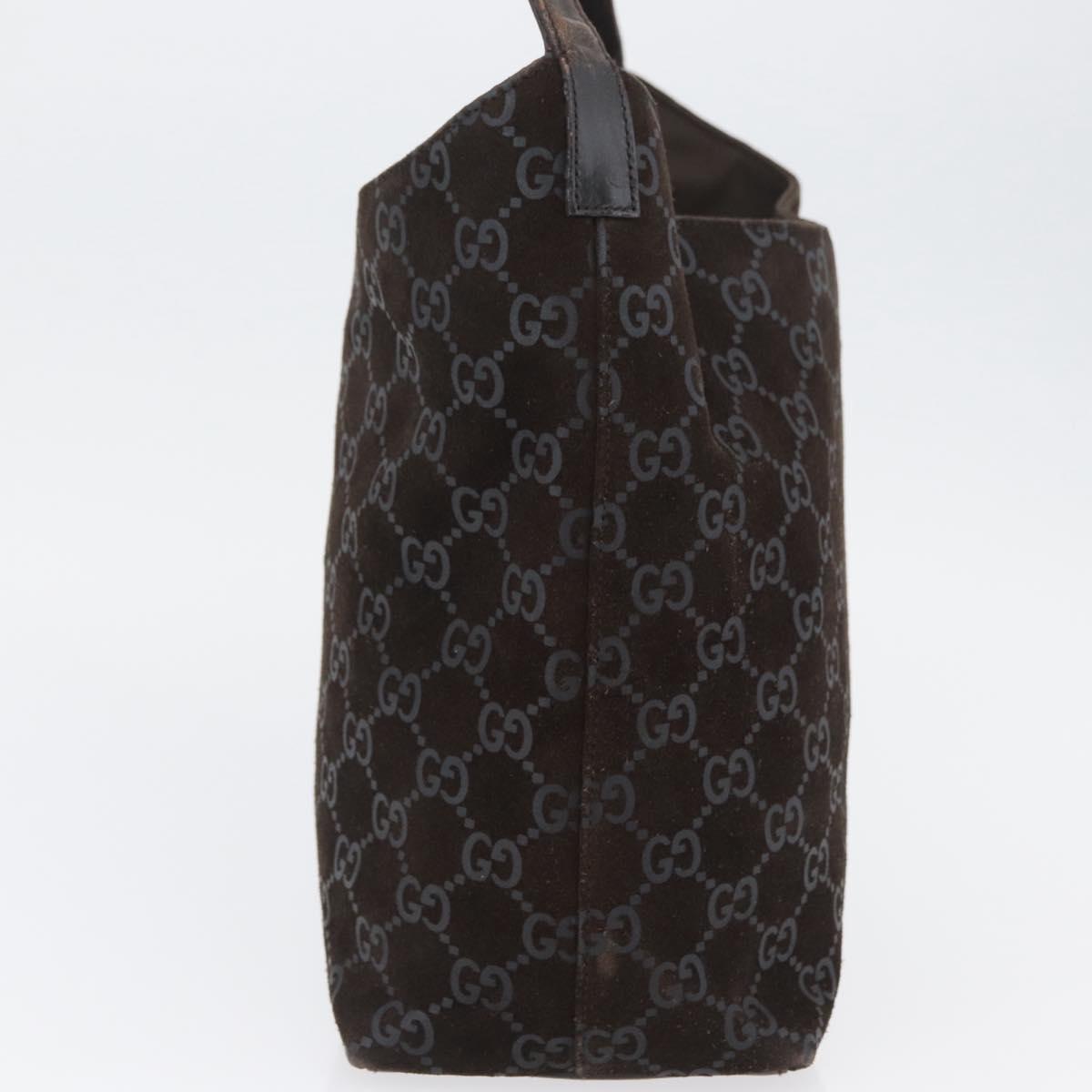 GUCCI GG Canvas Shoulder Bag Suede Dark Brown Silver 001 3298 Auth ep13716