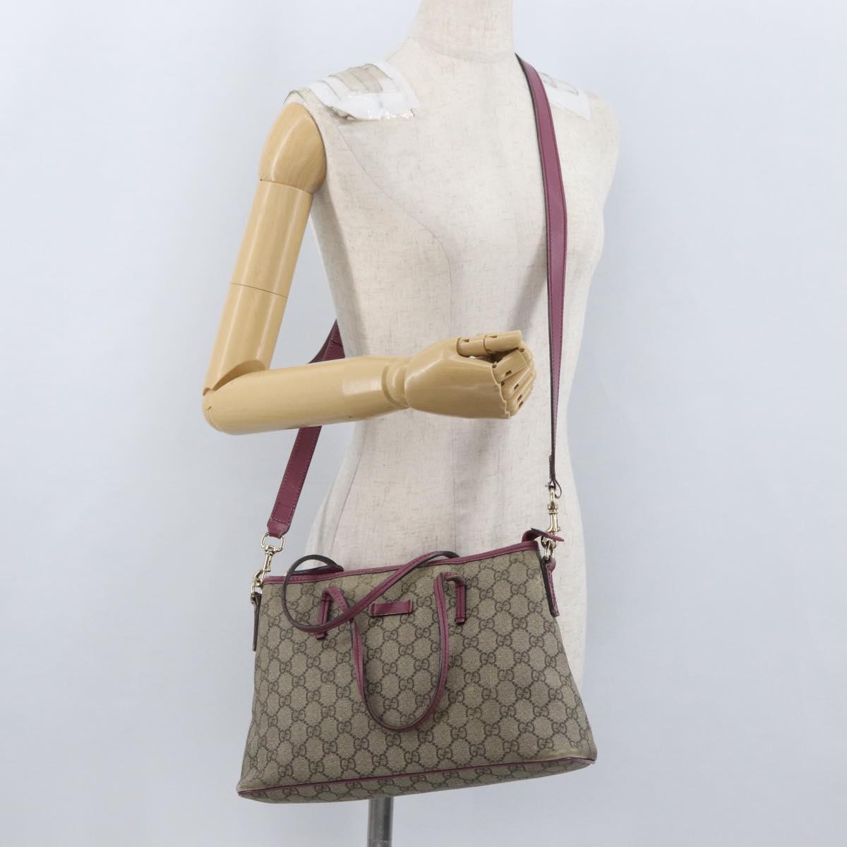 GUCCI GG Supreme Tote Bag PVC 2way Beige Gold 353440 Auth ep13726