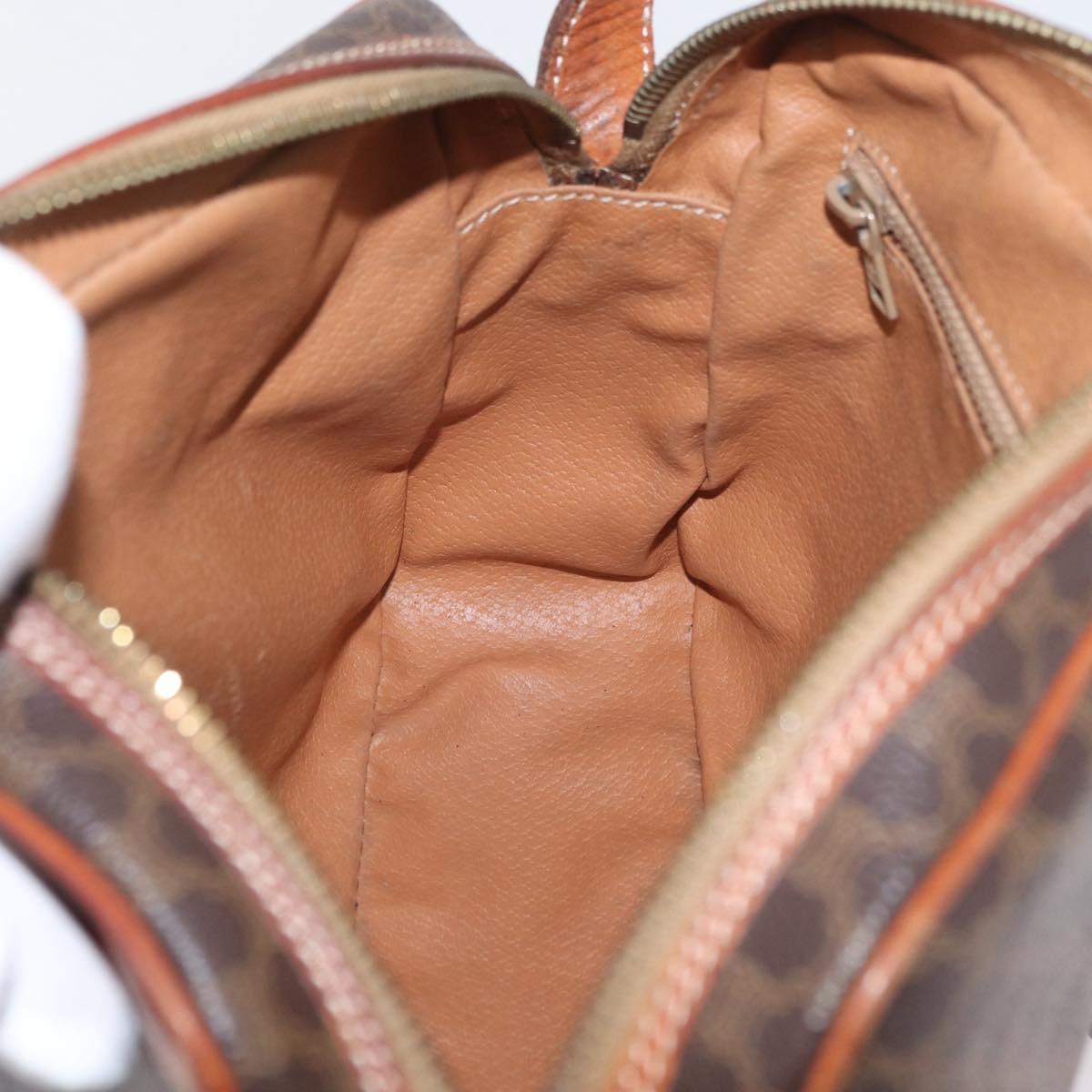 CELINE Macadam Canvas Shoulder Bag PVC Leather Brown Gold Auth ep13731
