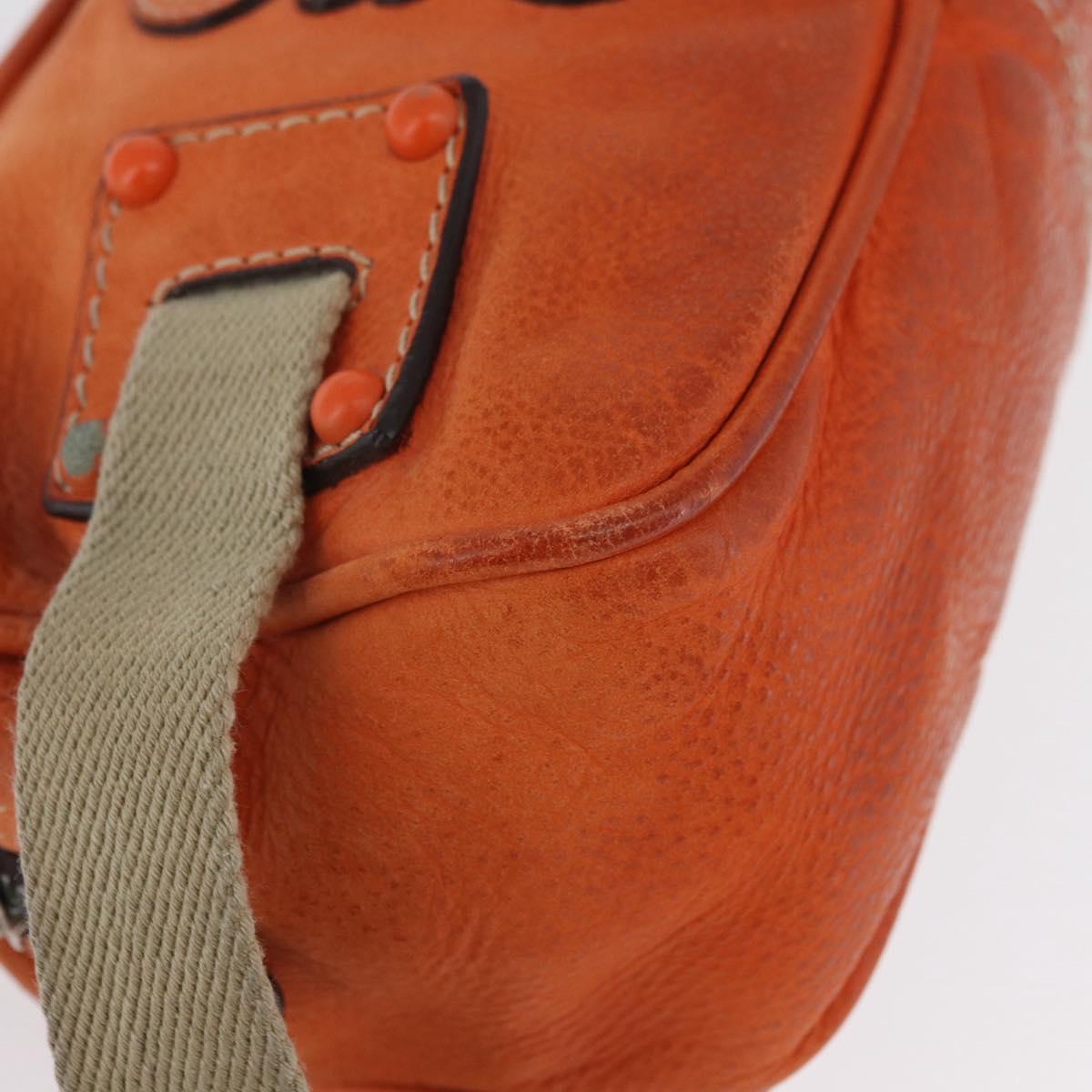 LOEWE Hand Bag Leather Orange Silver Auth ep13732