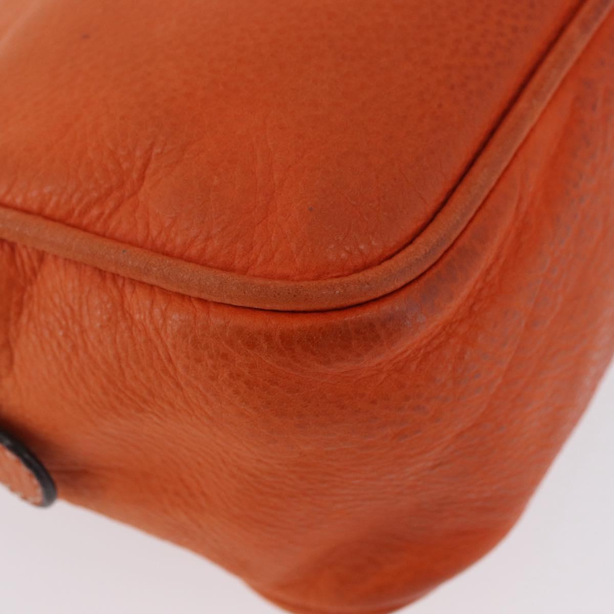 LOEWE Hand Bag Leather Orange Silver Auth ep13732