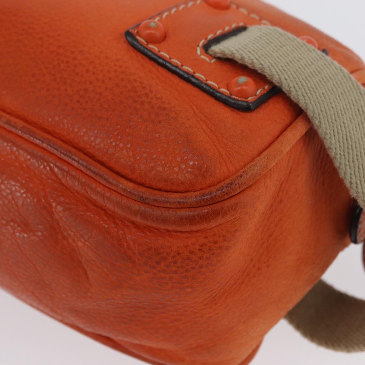 LOEWE Hand Bag Leather Orange Silver Auth ep13732