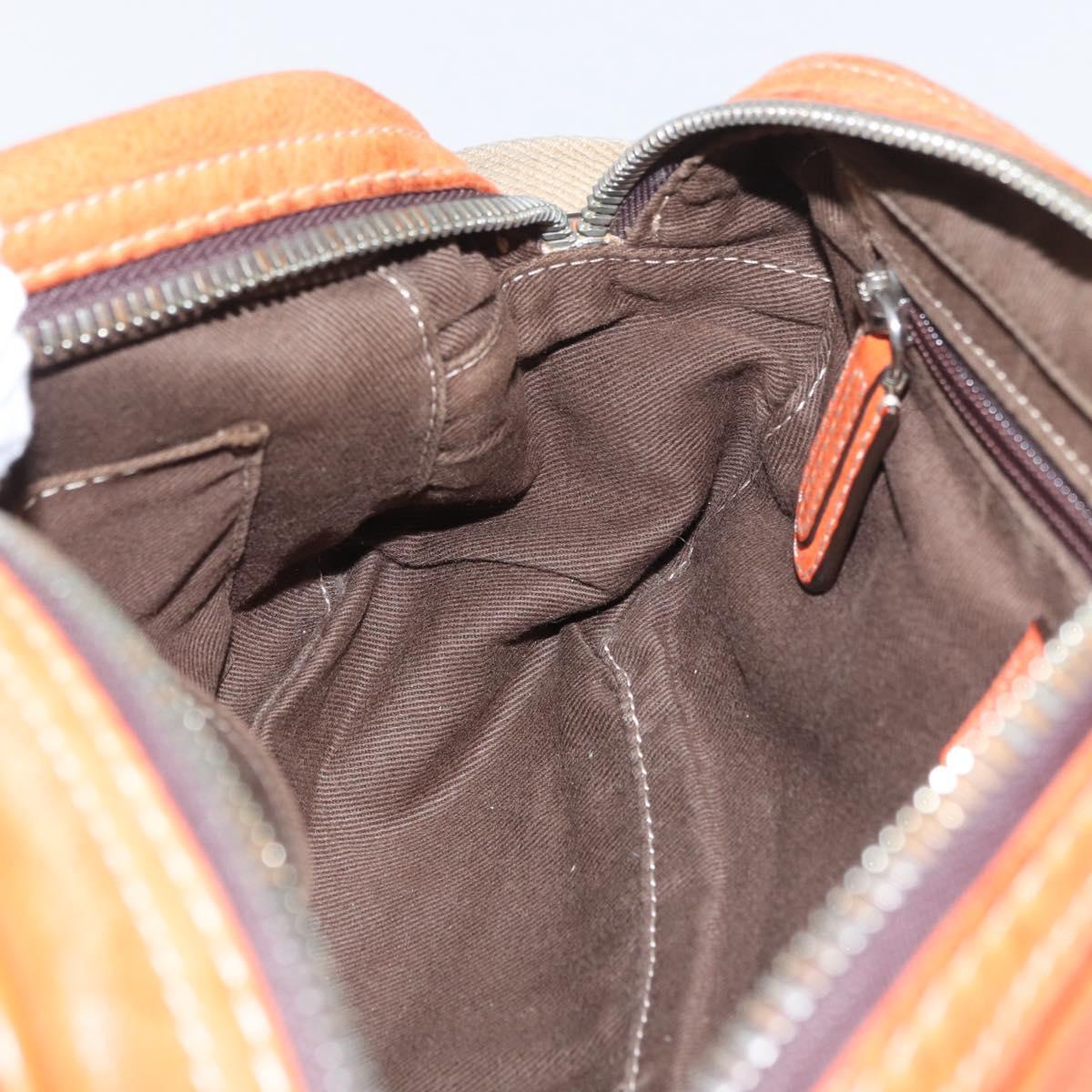 LOEWE Hand Bag Leather Orange Silver Auth ep13732