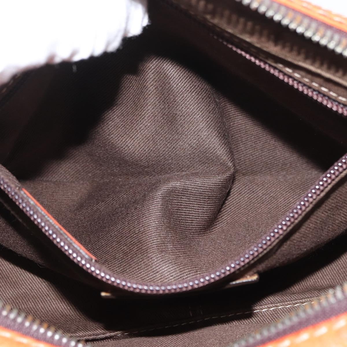 LOEWE Hand Bag Leather Orange Silver Auth ep13732
