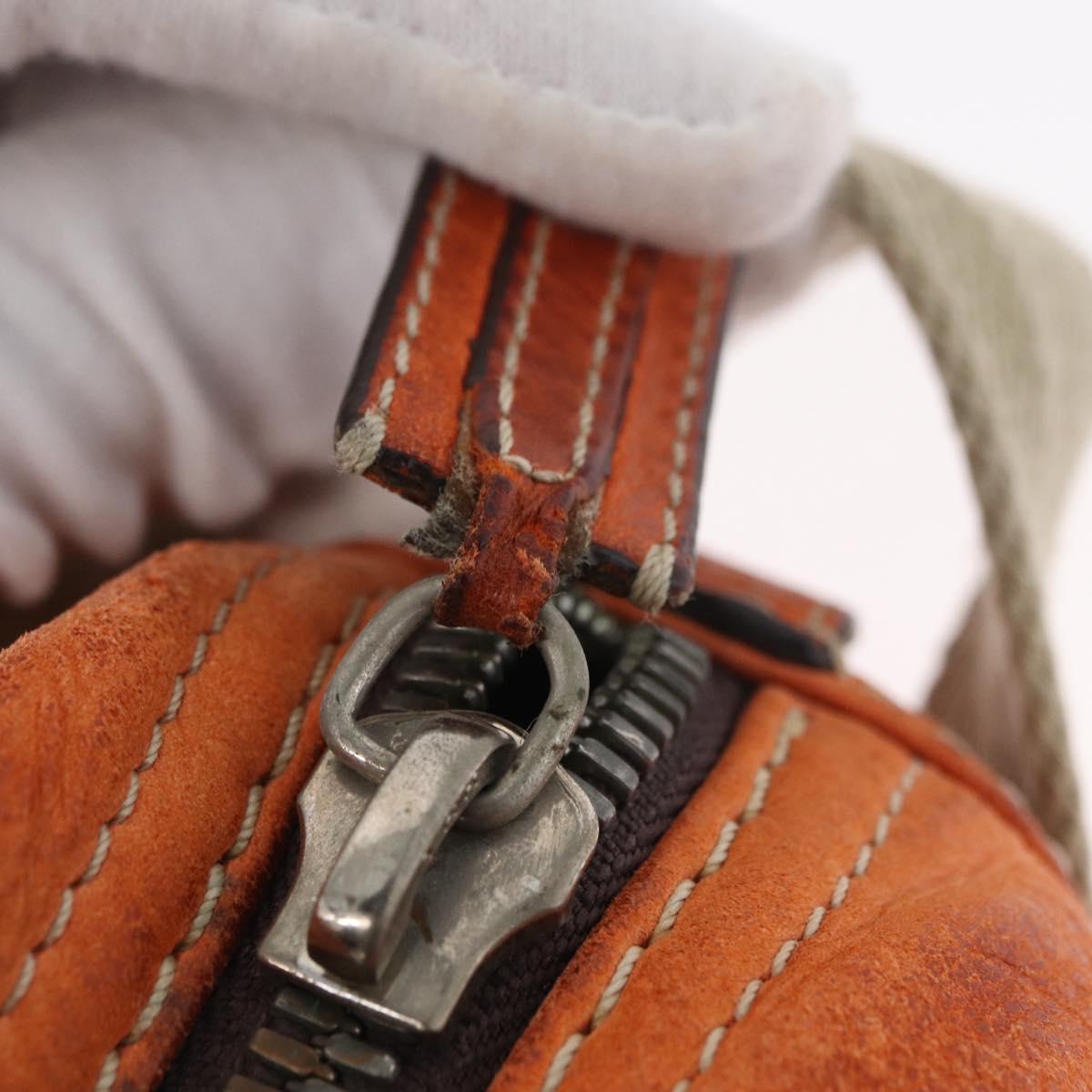LOEWE Hand Bag Leather Orange Silver Auth ep13732