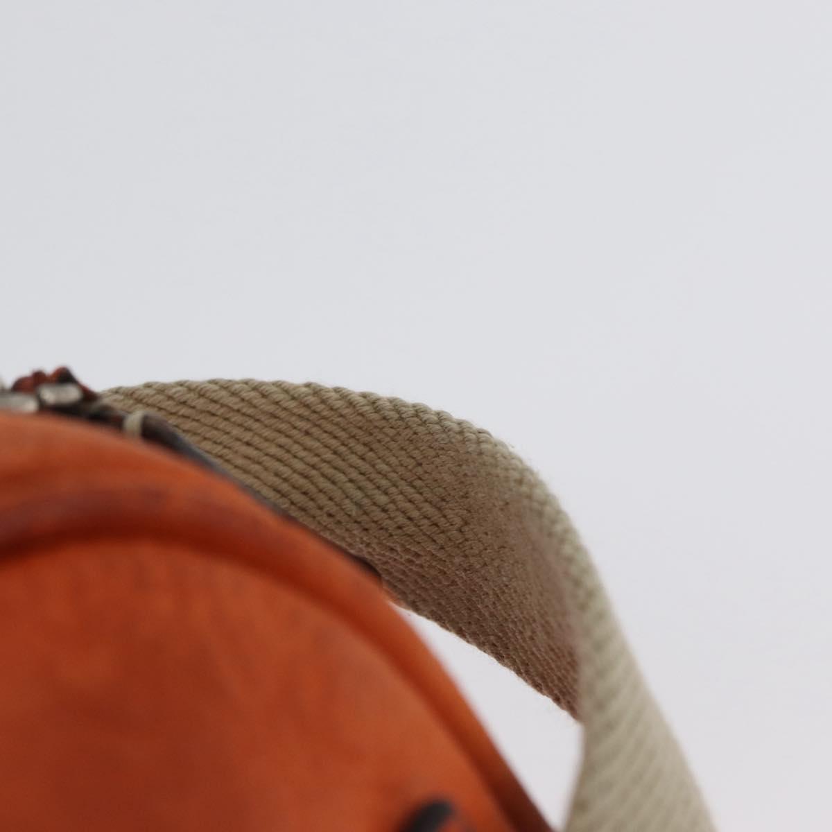 LOEWE Hand Bag Leather Orange Silver Auth ep13732
