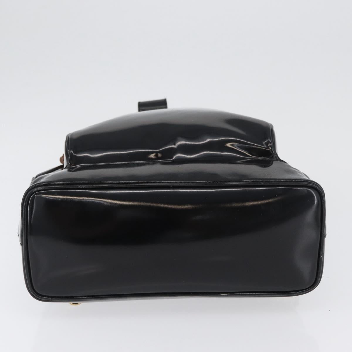 GUCCI Bamboo Body Bag Patent leather Black Gold 003 2113 0027 Auth ep13733