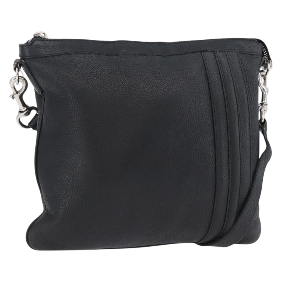 GUCCI Shoulder Bag Leather Black Silver 233329 Auth ep13736