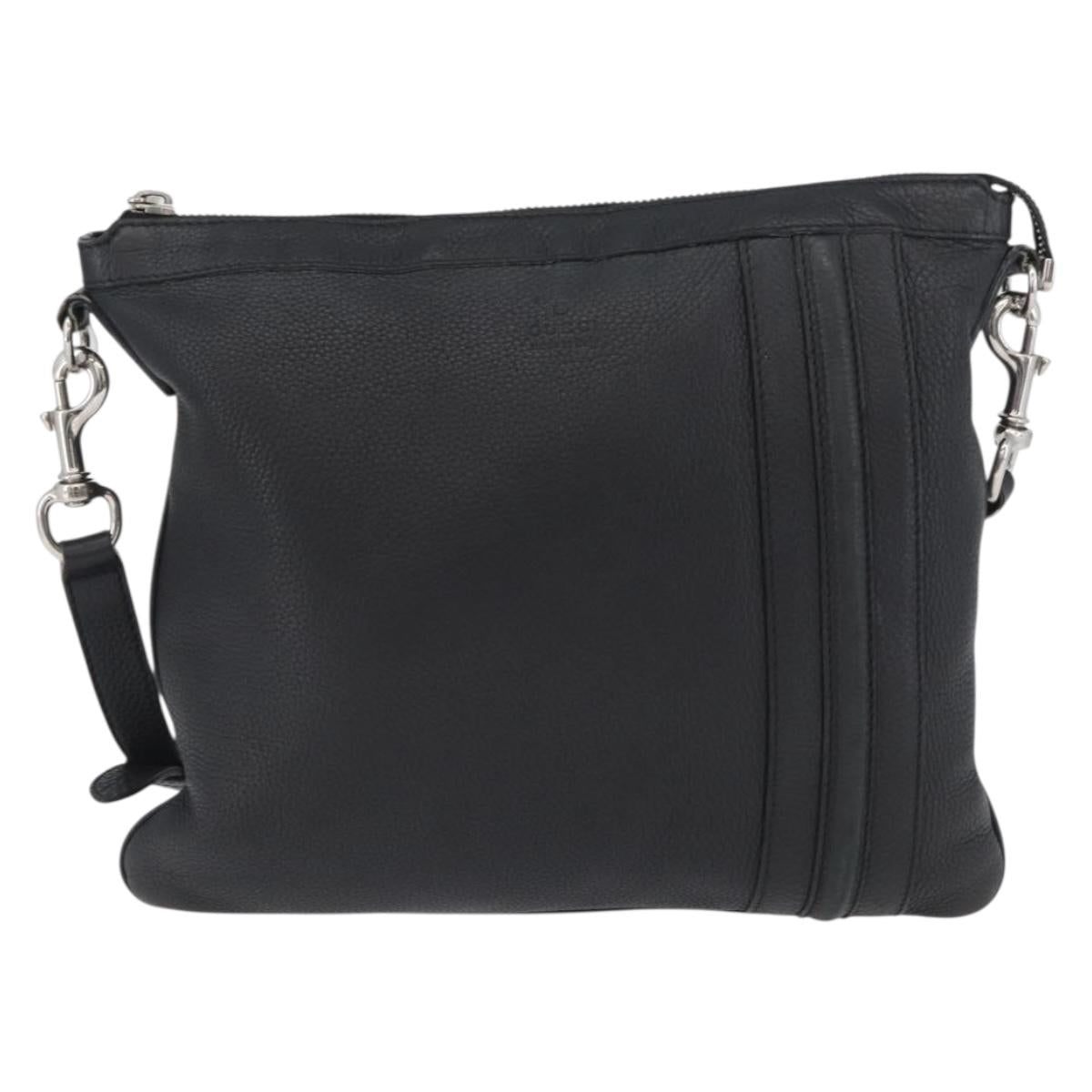 GUCCI Shoulder Bag Leather Black Silver 233329 Auth ep13736