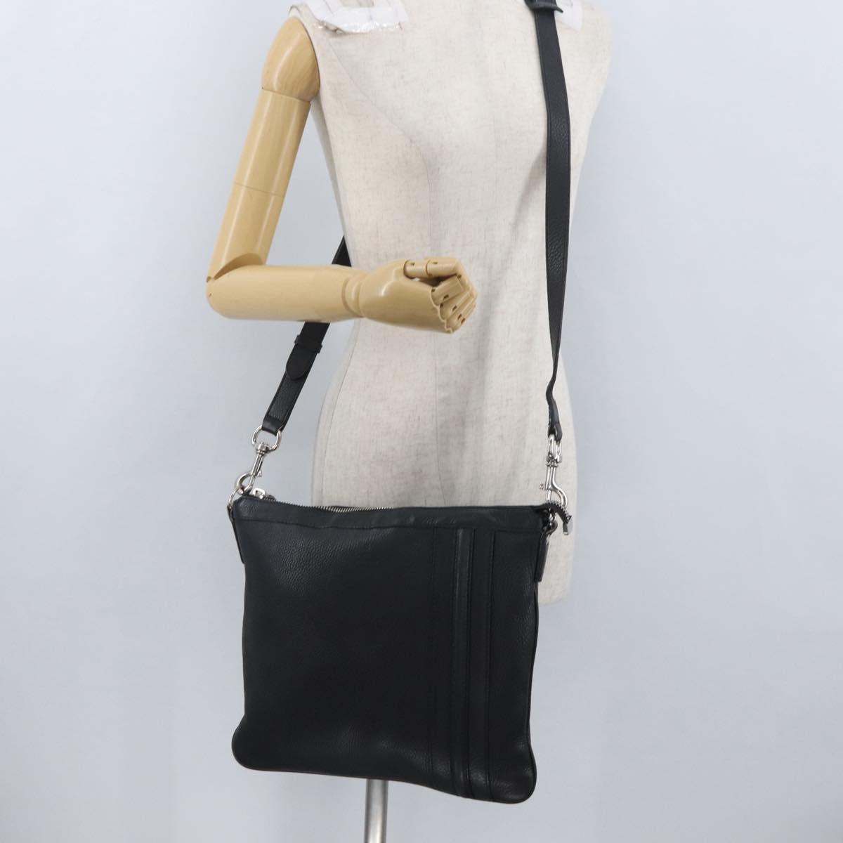 GUCCI Shoulder Bag Leather Black Silver 233329 Auth ep13736