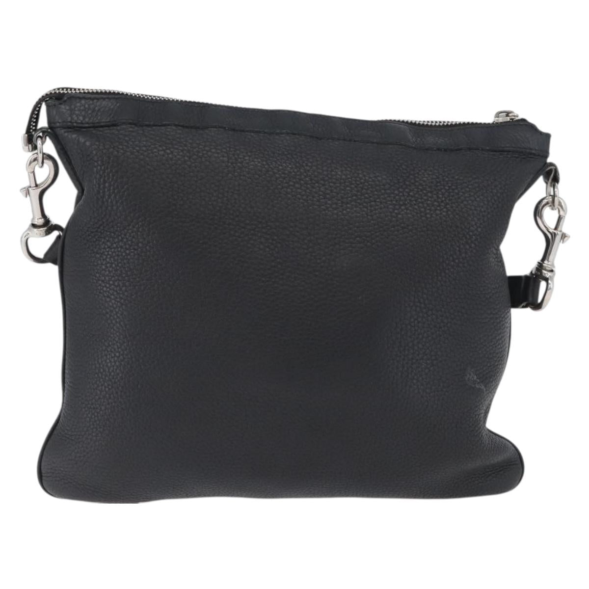 GUCCI Shoulder Bag Leather Black Silver 233329 Auth ep13736