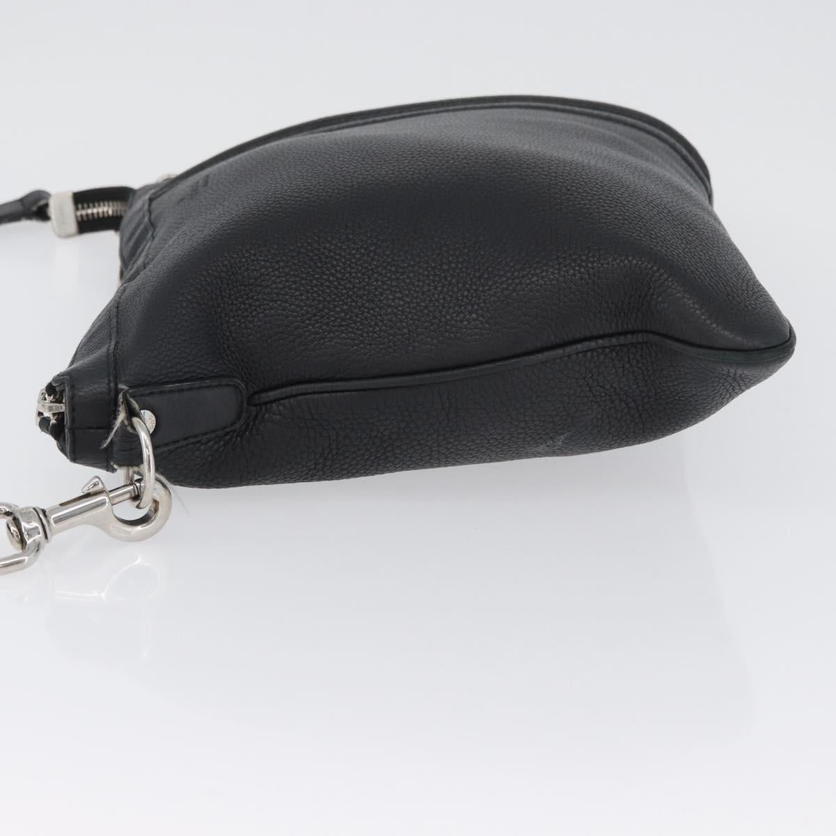 GUCCI Shoulder Bag Leather Black Silver 233329 Auth ep13736
