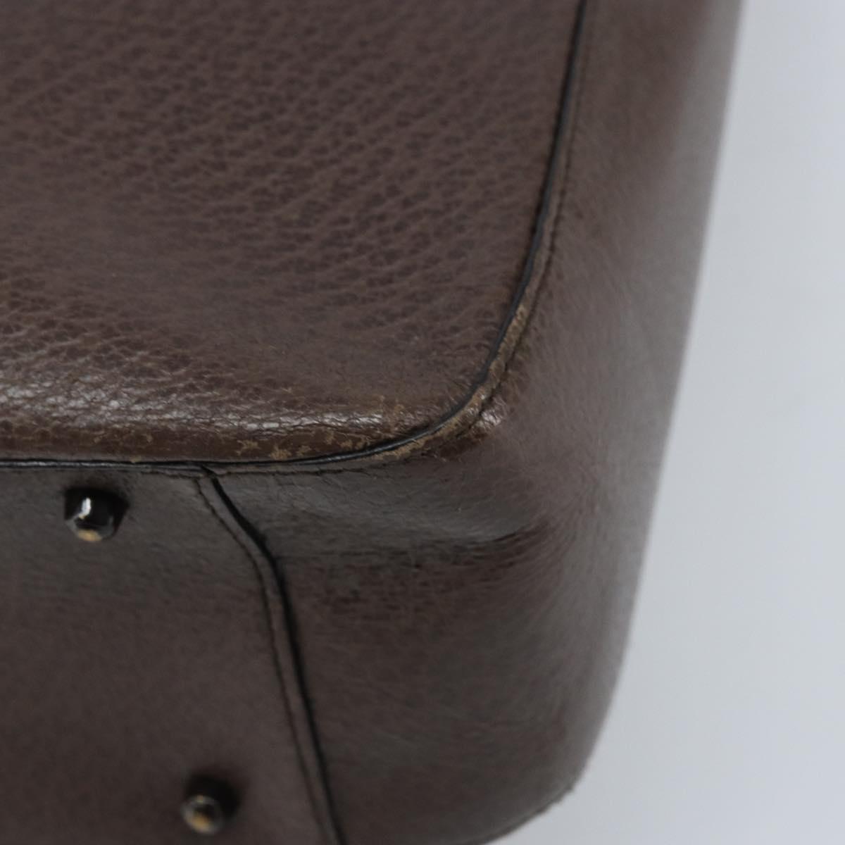 GUCCI Hand Bag Leather Brown Silver 002 1118 0462 Auth ep13739