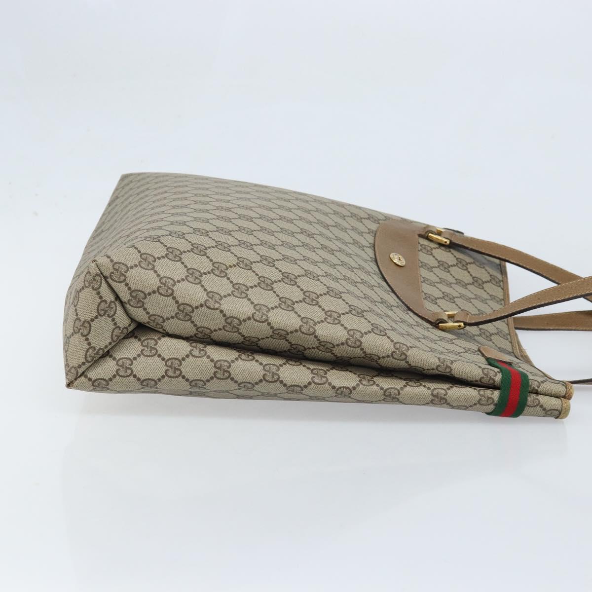 GUCCI GG Supreme Web Sherry Line Tote Bag PVC Beige Gold 39 02 091 Auth ep13740