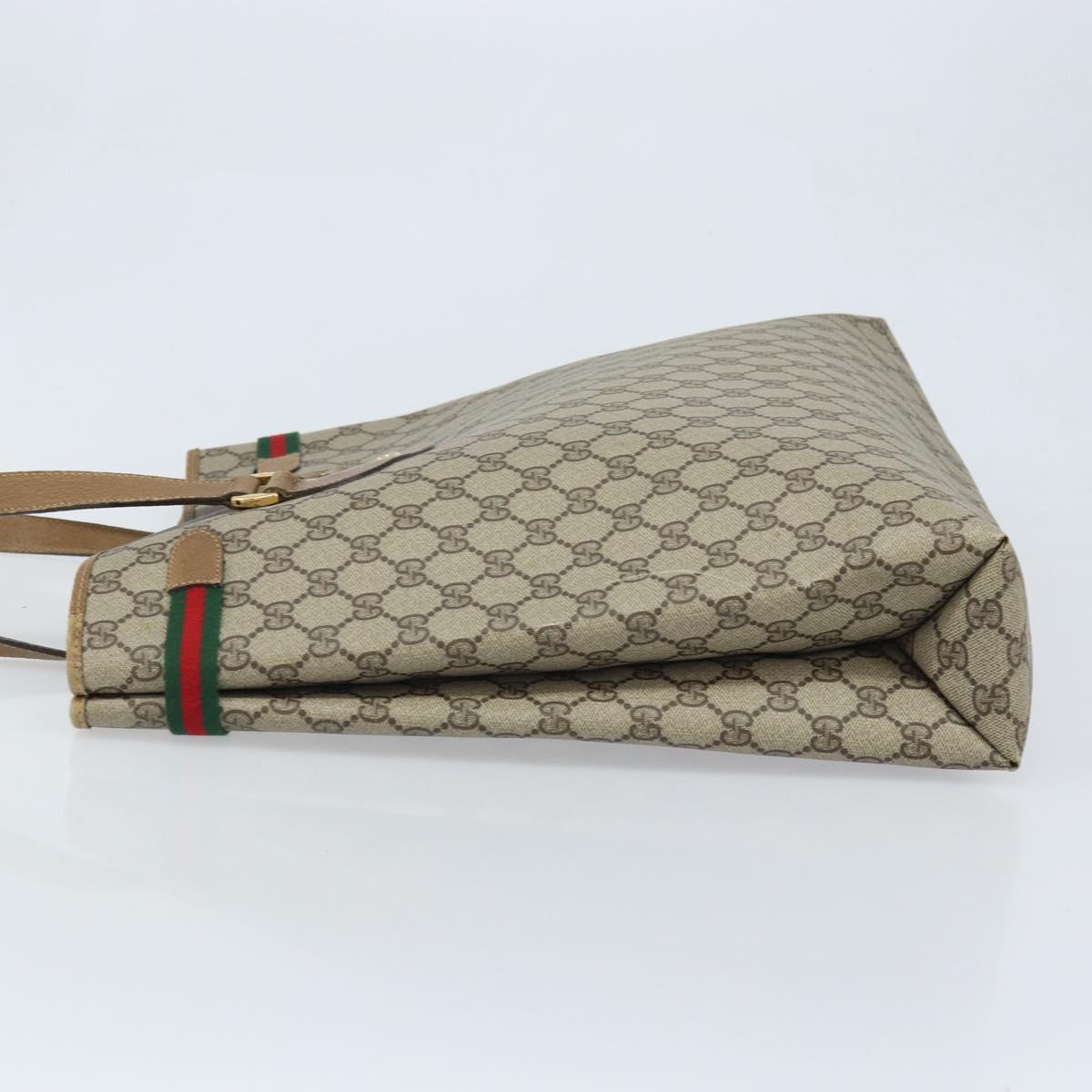 GUCCI GG Supreme Web Sherry Line Tote Bag PVC Beige Gold 39 02 091 Auth ep13740
