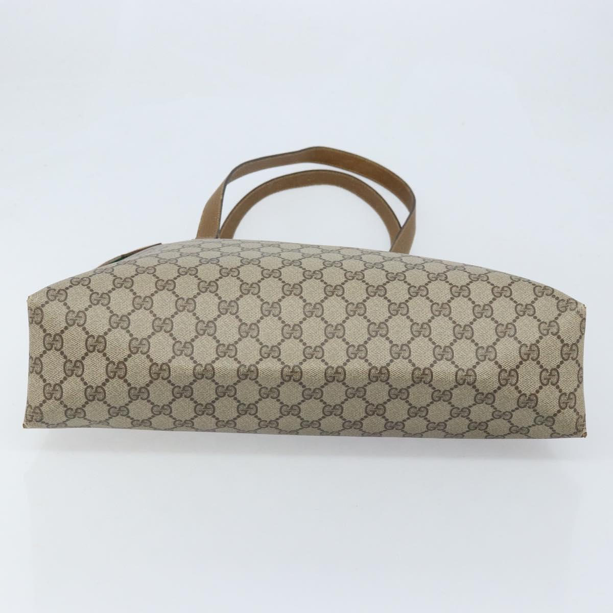 GUCCI GG Supreme Web Sherry Line Tote Bag PVC Beige Gold 39 02 091 Auth ep13740