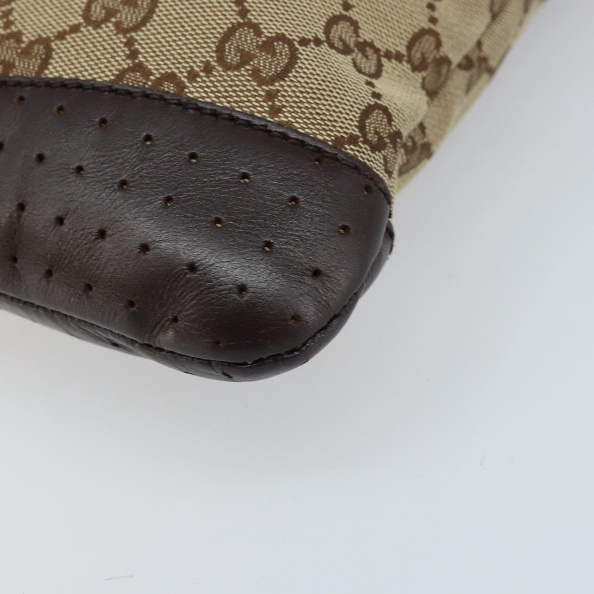 GUCCI GG Canvas Shoulder Bag Beige Silver 145857 Auth ep13742