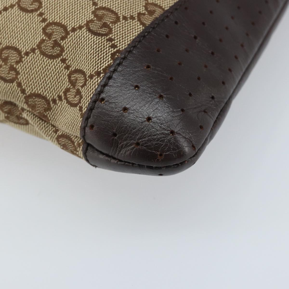 GUCCI GG Canvas Shoulder Bag Beige Silver 145857 Auth ep13742