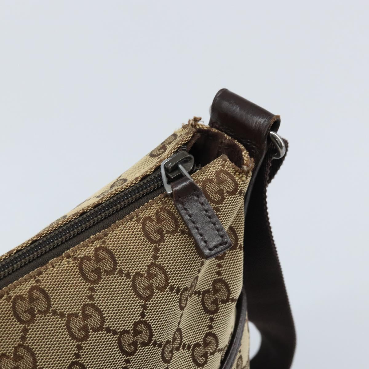 GUCCI GG Canvas Shoulder Bag Beige Silver 145857 Auth ep13742