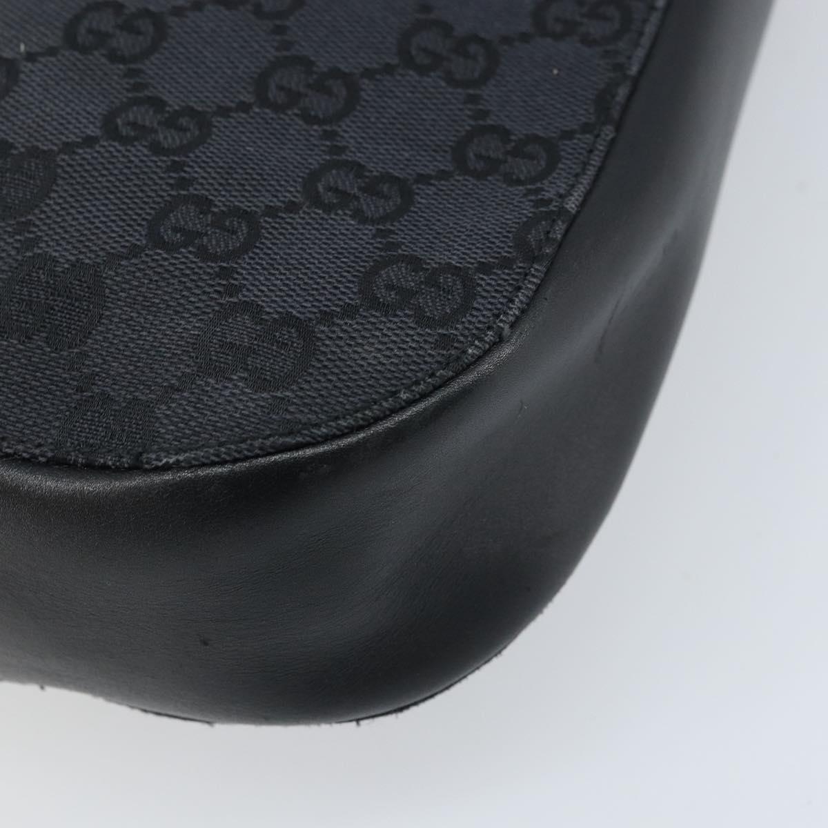 GUCCI GG Canvas Shoulder Bag Black Silver Auth ep13745