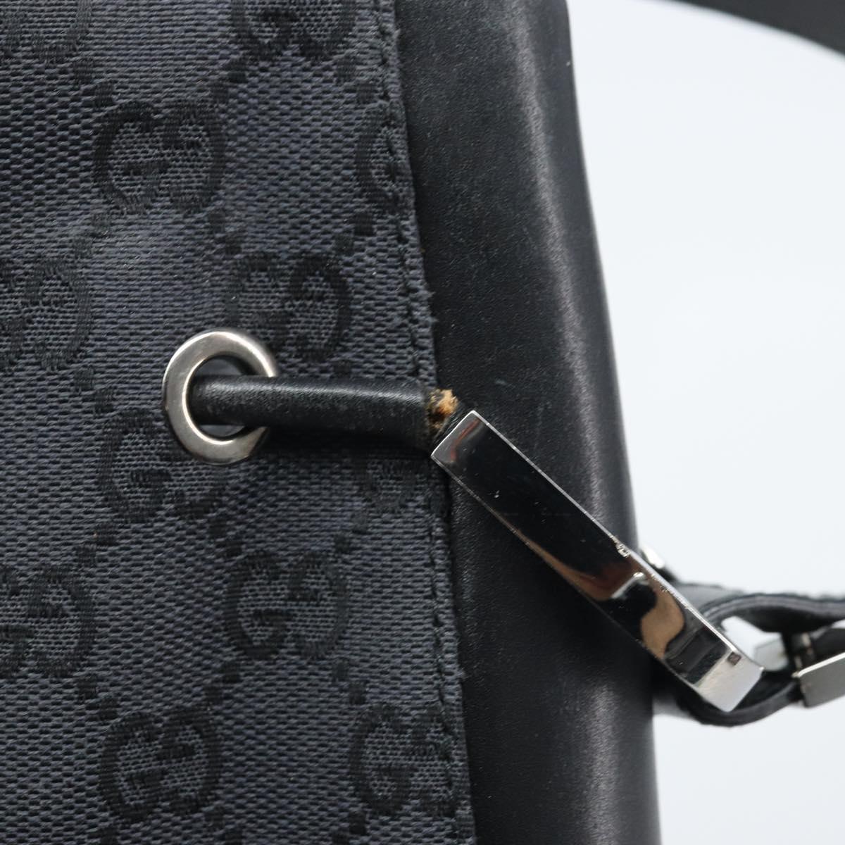GUCCI GG Canvas Shoulder Bag Black Silver Auth ep13745