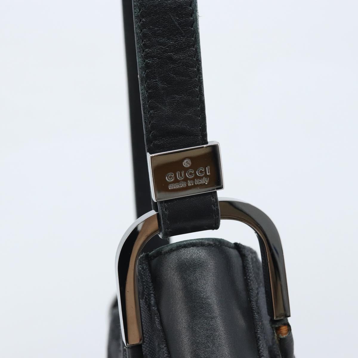 GUCCI GG Canvas Shoulder Bag Black Silver Auth ep13745