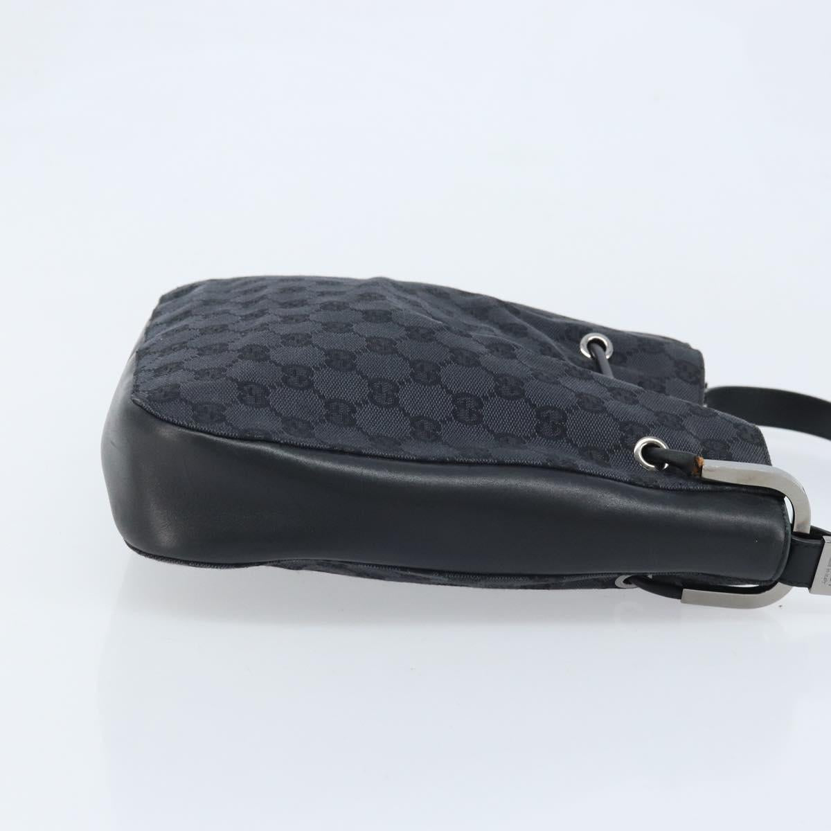 GUCCI GG Canvas Shoulder Bag Black Silver Auth ep13745