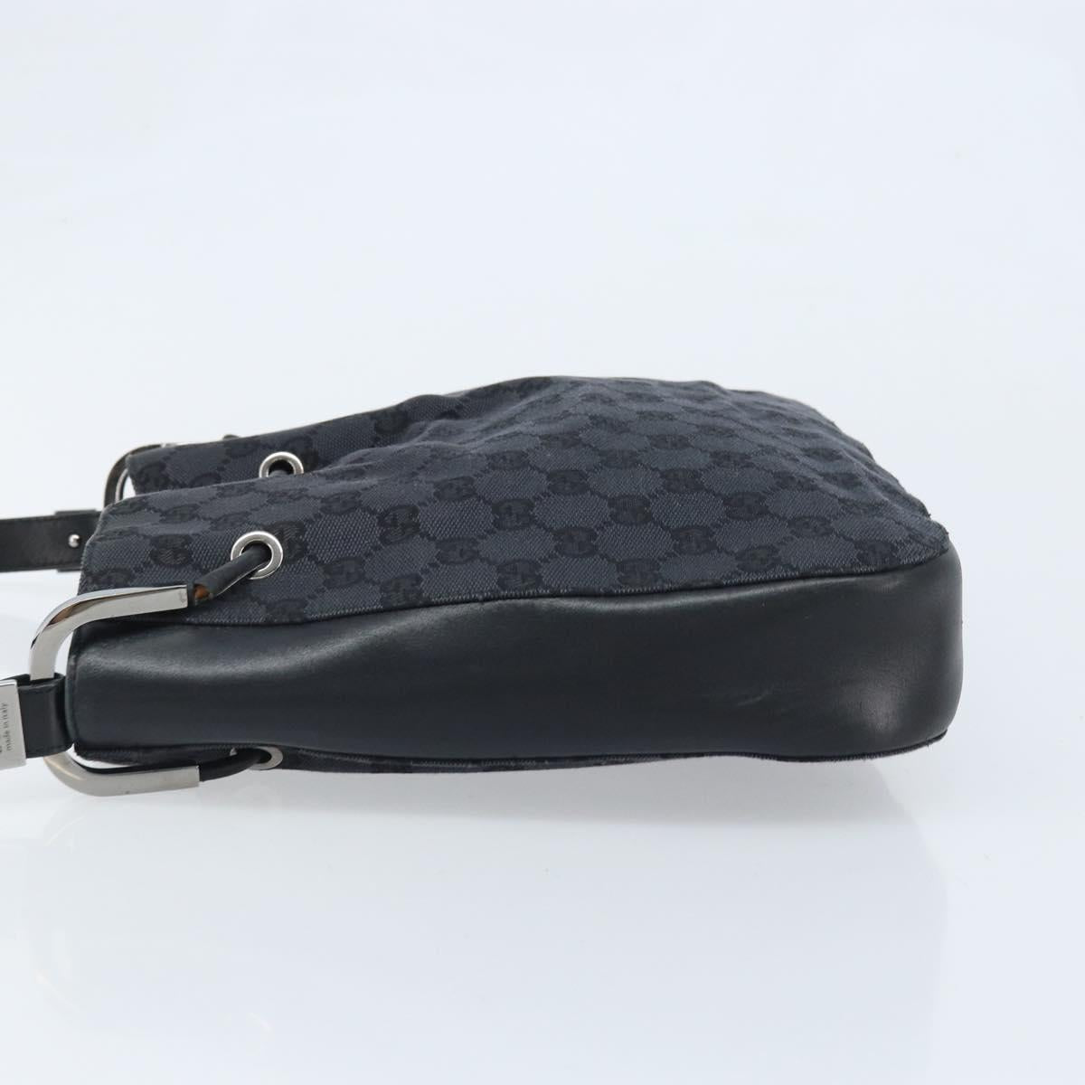 GUCCI GG Canvas Shoulder Bag Black Silver Auth ep13745
