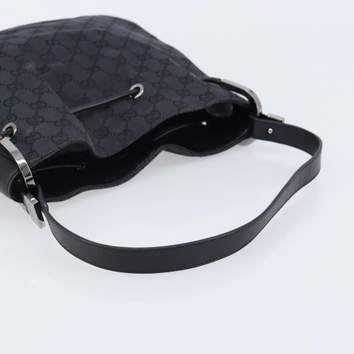 GUCCI GG Canvas Shoulder Bag Black Silver Auth ep13745