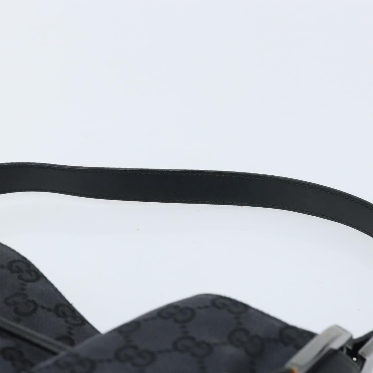 GUCCI GG Canvas Shoulder Bag Black Silver Auth ep13745