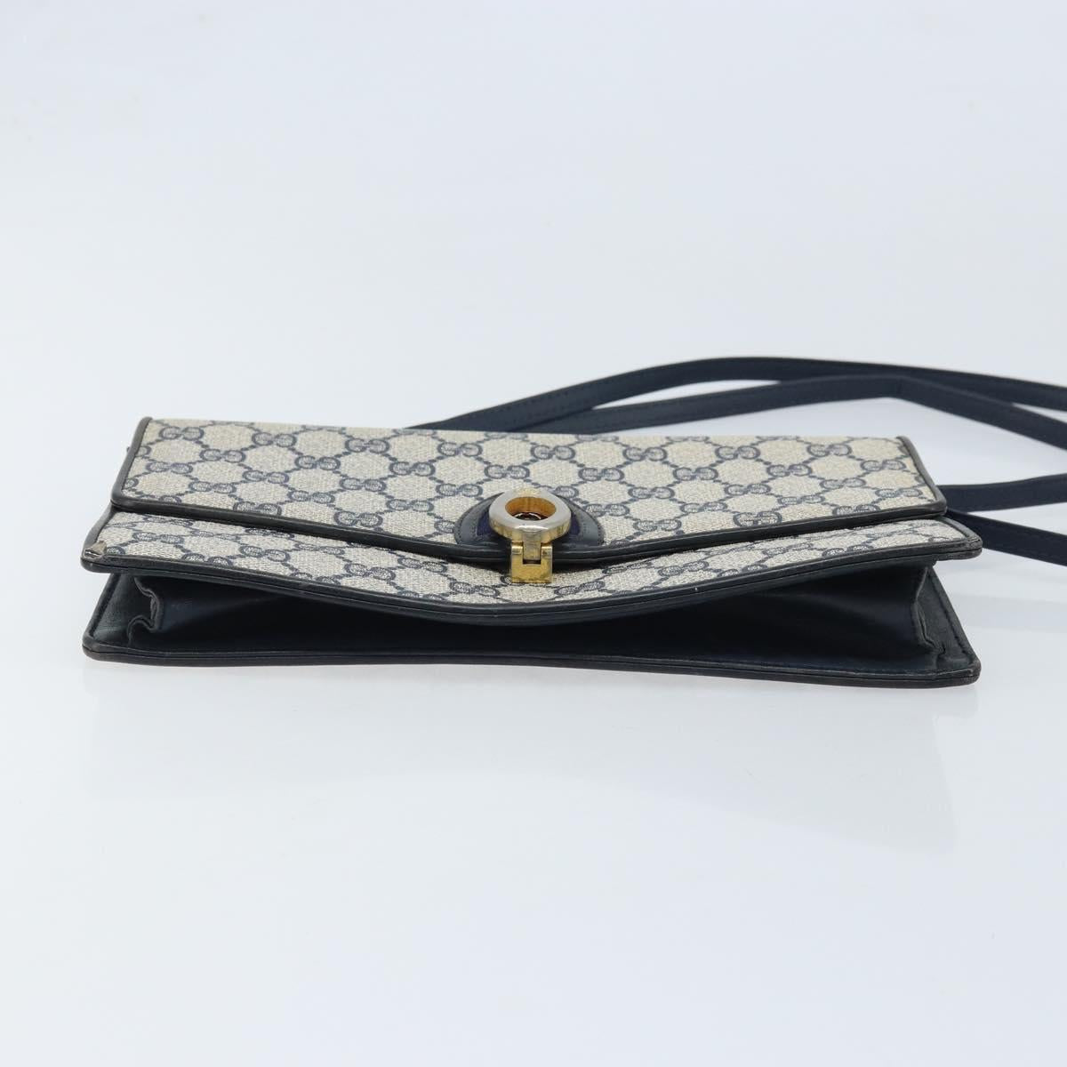 GUCCI GG Supreme Sherry Line Shoulder Bag PVC Navy Gold Auth ep13751