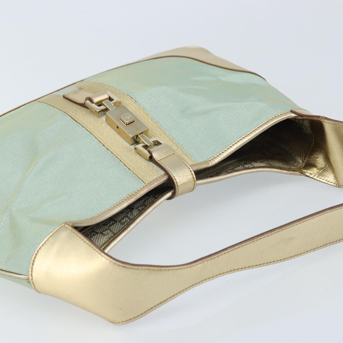 GUCCI GG Canvas Jackie Shoulder Bag Light Blue Gold 001 3306 1956 Auth ep13754A