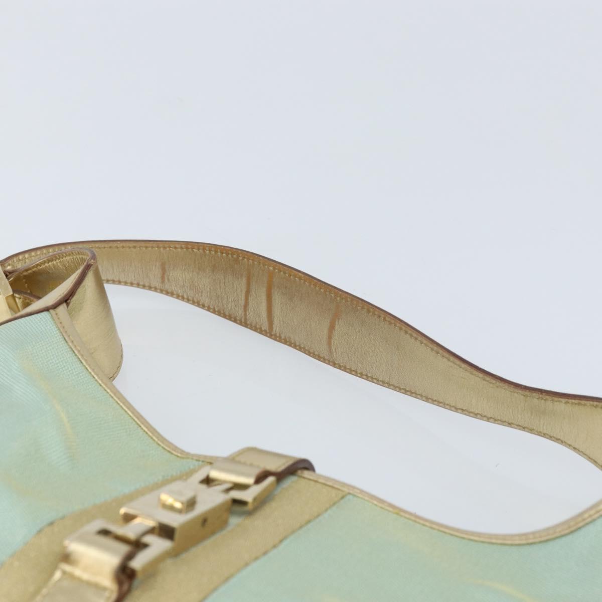 GUCCI GG Canvas Jackie Shoulder Bag Light Blue Gold 001 3306 1956 Auth ep13754A