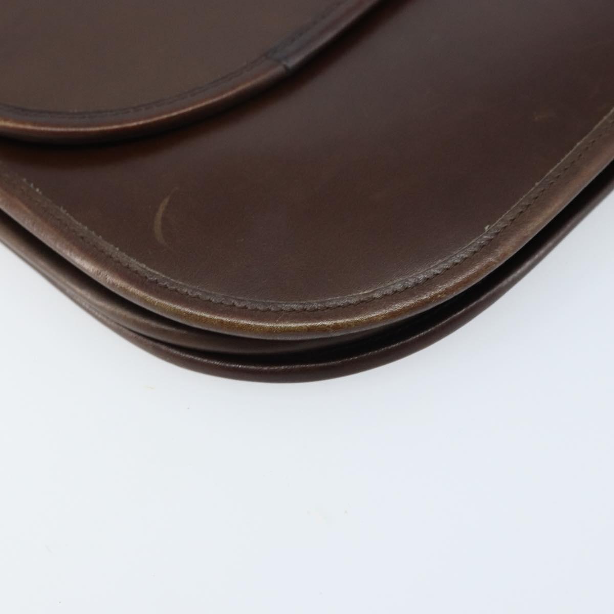 Christian Dior Shoulder Bag Leather Brown Gold Auth ep13755